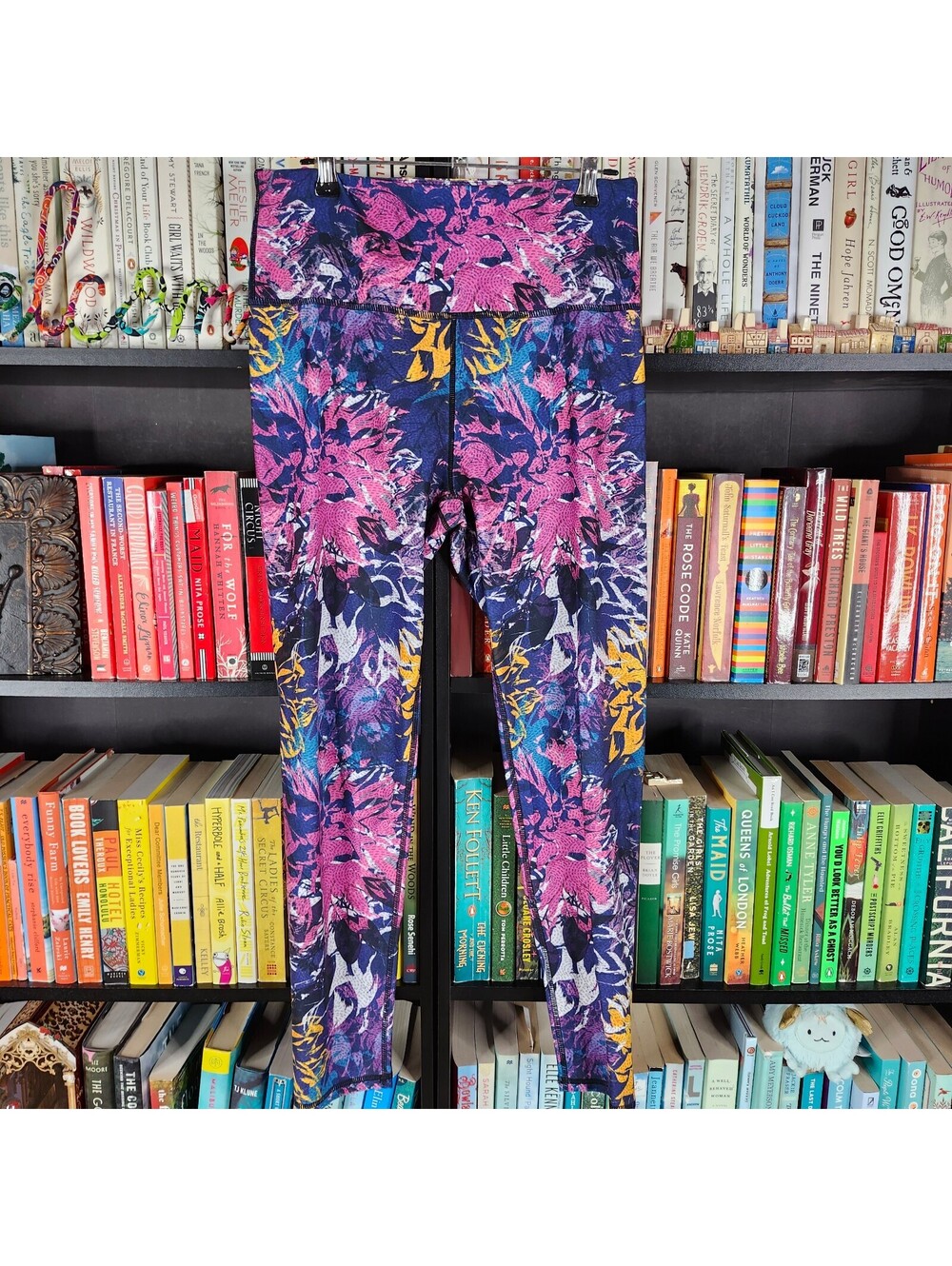 Kyodan Floral High Rise Leggings Medium Purple Pink Blue Active Yoga Pants